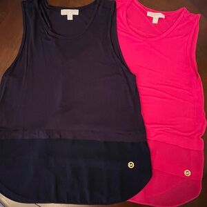 Michael Kors Navy and Pink Tank Tops